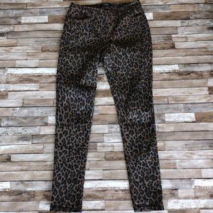 Nine West Jeans Womens Size 4 Black Brown Leopard Cheetah Gramercy Skinny Pants